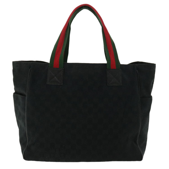 GUCCI GG Canvas Web Sherry Line Hand Bag Black Red Green 161836 Auth 36566 - Picture 2 of 16